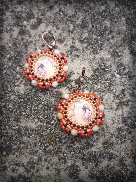 Rezavé, jako liška - náušnice šperk korálky doplněk náušnice béžová rezavá fantasy tajemno sen liška liščí 