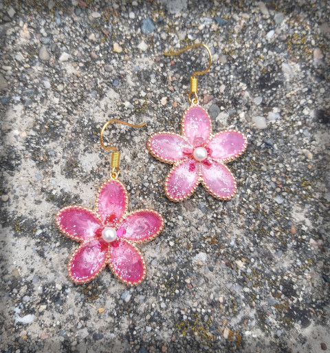 Růžová kvítka - náušnice náušnice veselé hravé jaro květ kytka náušničky kvítek rozkvetlá pro radost 