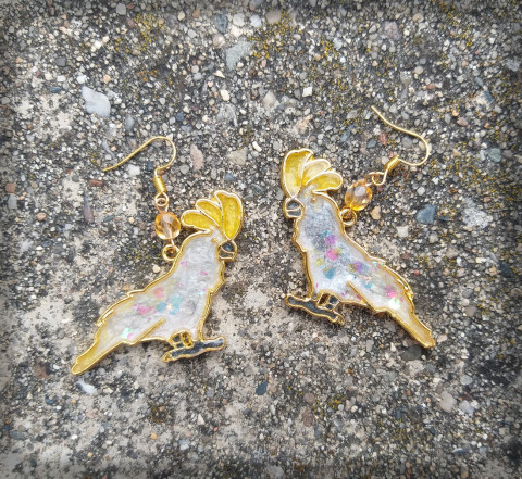 Kakadu - náušnice šperk doplněk náušnice pták papoušek exotika kakadu opeřenec 