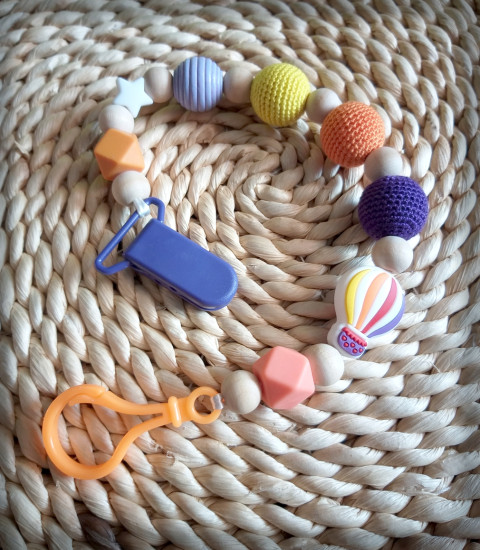 Klip na dudlík - Balón dřevo korálky přírodní miminko korále klip balón mimi dudlík drobeček klip na dudlík na dudlík 