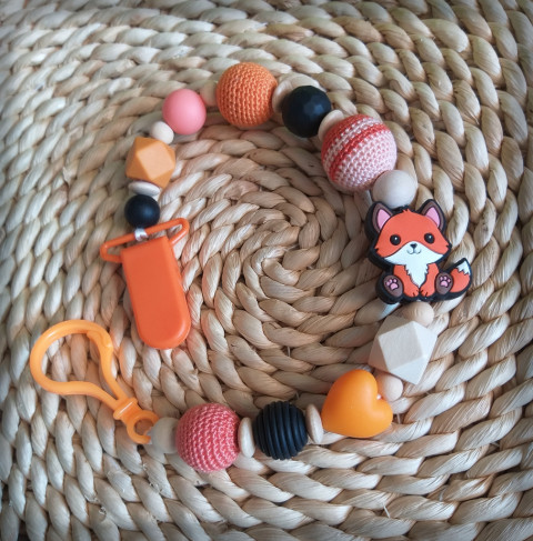 Klip na dudlík - Liška dřevo korálky přírodní miminko korále klip liška mimi dudlík drobeček klip na dudlík na dudlík 