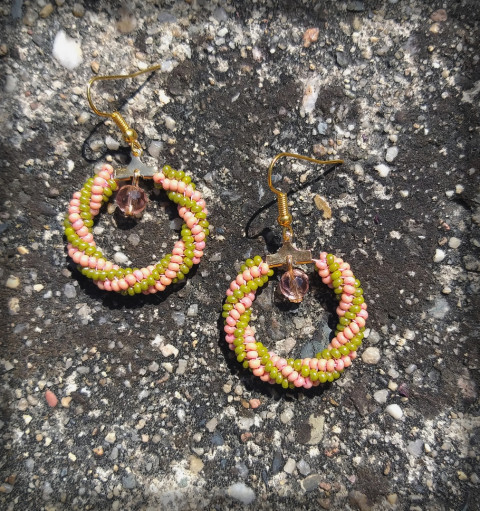 Sakura no.2 šperk doplněk náušnice růžová jaro zelenkavá romantické toho pink rokajl sakura 