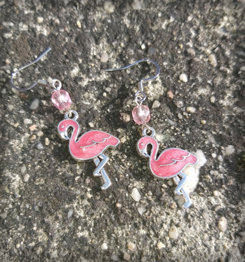 Tmavorůžoví plaměňáci šperk zvíře doplněk náušnice zábava ozdoby pták ptáček veselé hravé bižuterie pryskyřice zvířátko legrace sranda plameňák plameňáci exotica 