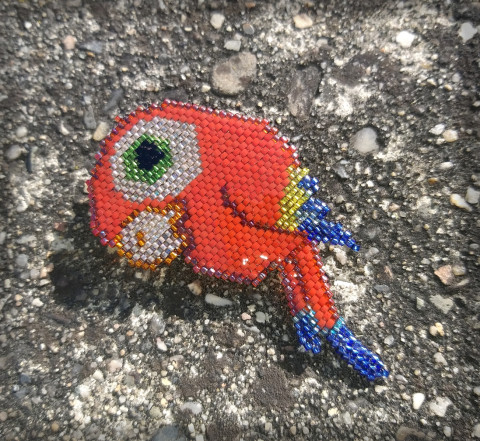 Papoušek Ara - brož brož šperk korálky doplněk pták ptáček papoušek pryskyřice ara exot papoušek ara 