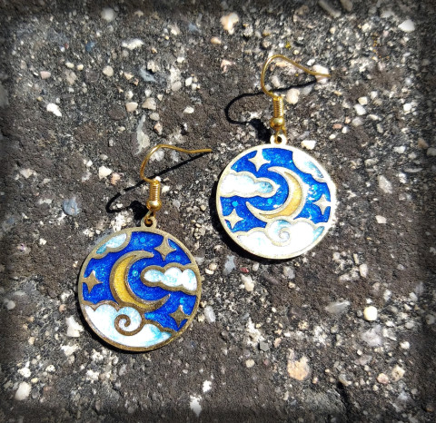 Měsíc a hvězdy šperk doplněk náušnice hvězdy bižuterie pryskyřice měsíc obloha mraky oblaka 