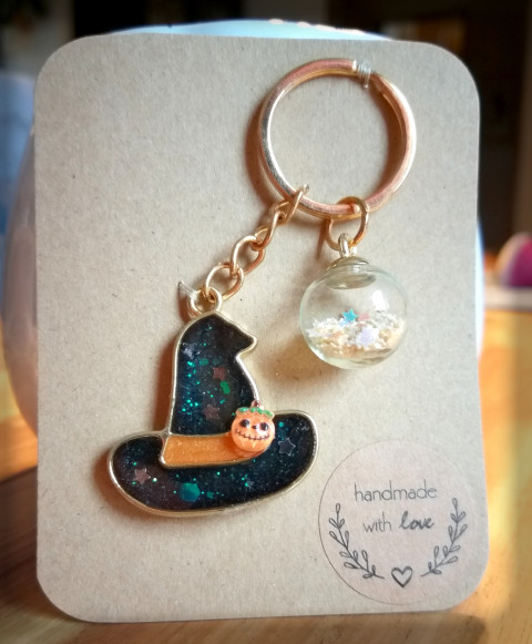 Čarodějnický klobouk s dýní přívěsek doplněk podzim klobouk čarodějnice dušičky halloween na tašku na batoh čarodějnický strašení 