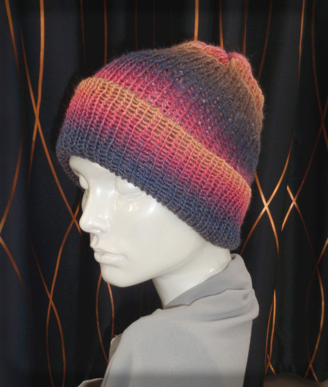 Pestrobarevný kulich no.20 kulich zima čepice pletení akryl duhový barevný veselý univerzální duha pestrobarevný unisex pokrývka hlavy módní doplněk hřeje 
