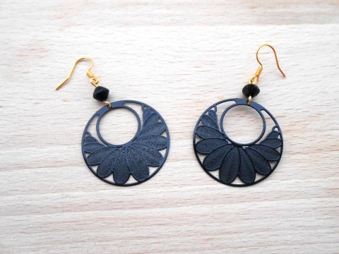 Náušnice černé korálky náušnice dívčí elegantní černá kolečko černé korálek taneční černý kolečka městský na uši proženy 