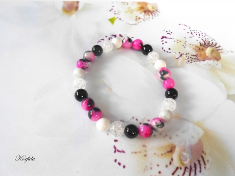 Náramek - howlit, křišťál, onyx náramek korálky dívčí elegantní křišťál onyx howlit korálkování navlékání městský naruku proženy elastomer 