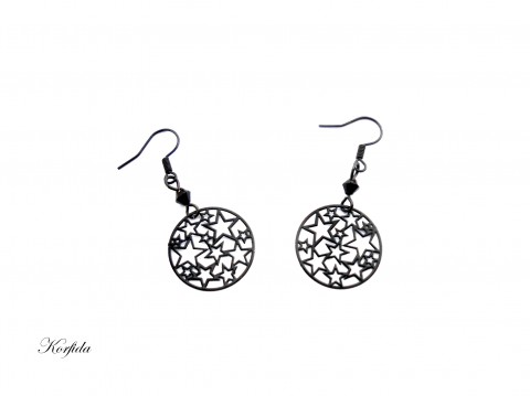 Náušnice černé hvězdičky korálky náušnice dívčí elegantní černá kolečko černé korálek taneční černý placka hvězdička městský hvězdičky na uši proženy 