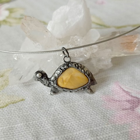 Želvička pro pány - jaspis šperk náhrdelník přívěsek cín želva želvička pánský jaspis patina tiffany minerály cínovaný muž pro pány 