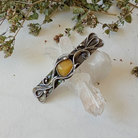 Spona s avanturínem šperk spona polodrahokam cín žlutá patina tiffany avanturín minerály cínovaná vlasová 