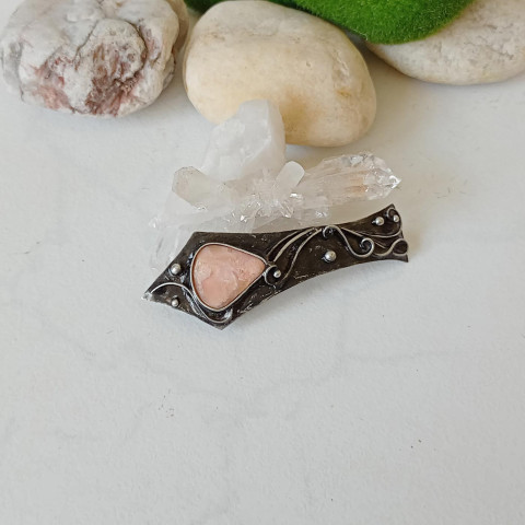 Šipka - spona s opálem spona růžová patina opál tiffany minerály cínovaná šper 