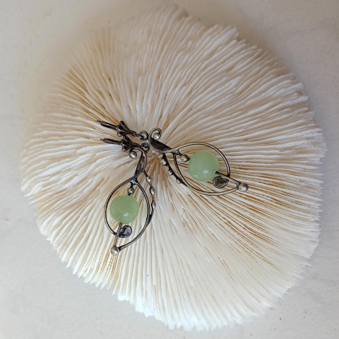 Jarní - náušnice s kalcitem šperk zelená náušnice kalcit patina tiffany cínované minerály 