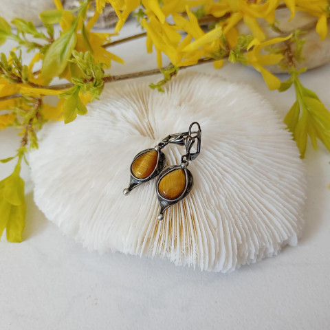 Tygří oko - náušnice šperk náušnice kapka patina tiffany minerály tygří oko 