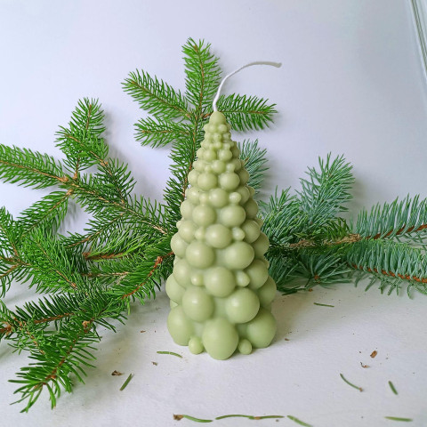 Stromek. - svíčka domov zvíře dekorace dárek svíčka vosk vánoční pozornost stromek modrošedá 